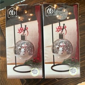 Studio 66 Snowman Glass Ornament with Stand - Snowy Daze (NIB)